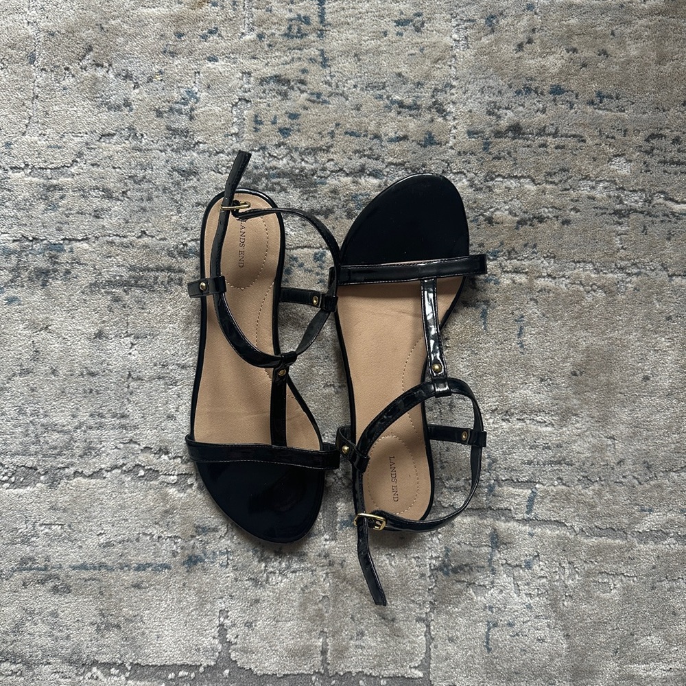 Lands' End Black Minimalist Sandals